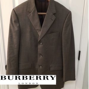 Burberry London Mens Gray Suit Jacket Blazer 40R
